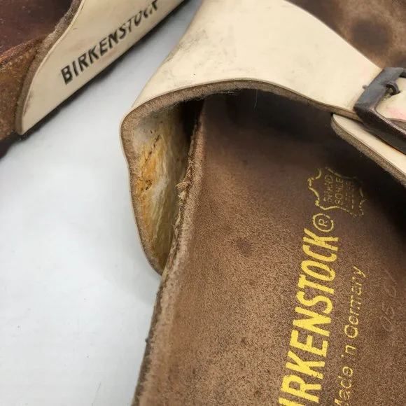 Birkenstock Madrid BirkoFlor Sandals Slides Shiny Ivory 40 Womens US 9 Narrow - Picture 8 of 11